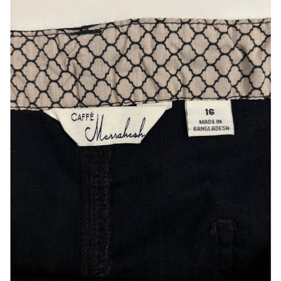 Caffe Marrakesh Black Flat Front Bermuda Casual Summer Stretch Shorts Size 16 - Picture 3 of 9